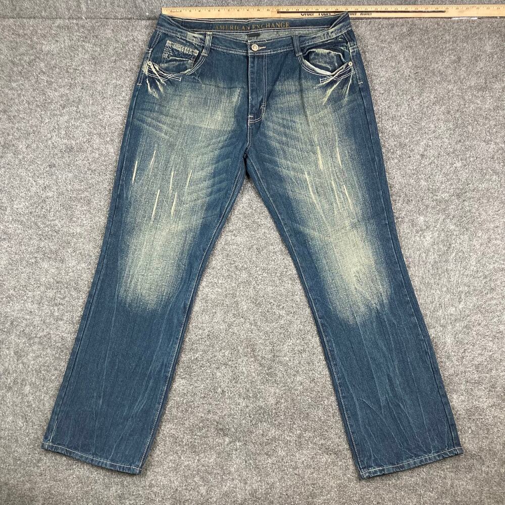 American Exchange Jeans Mens‎ Size 40x32 Blue Straight Leg Faded Denim